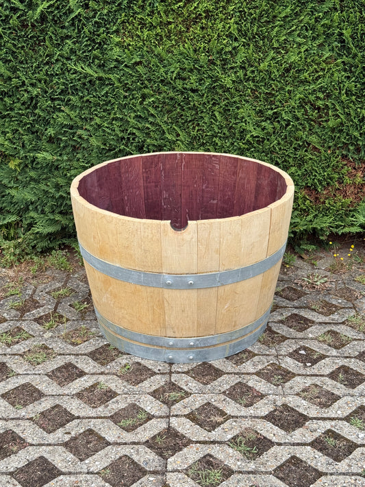Halbes Weinfass aus Eichenholz für Garten und Terrasse