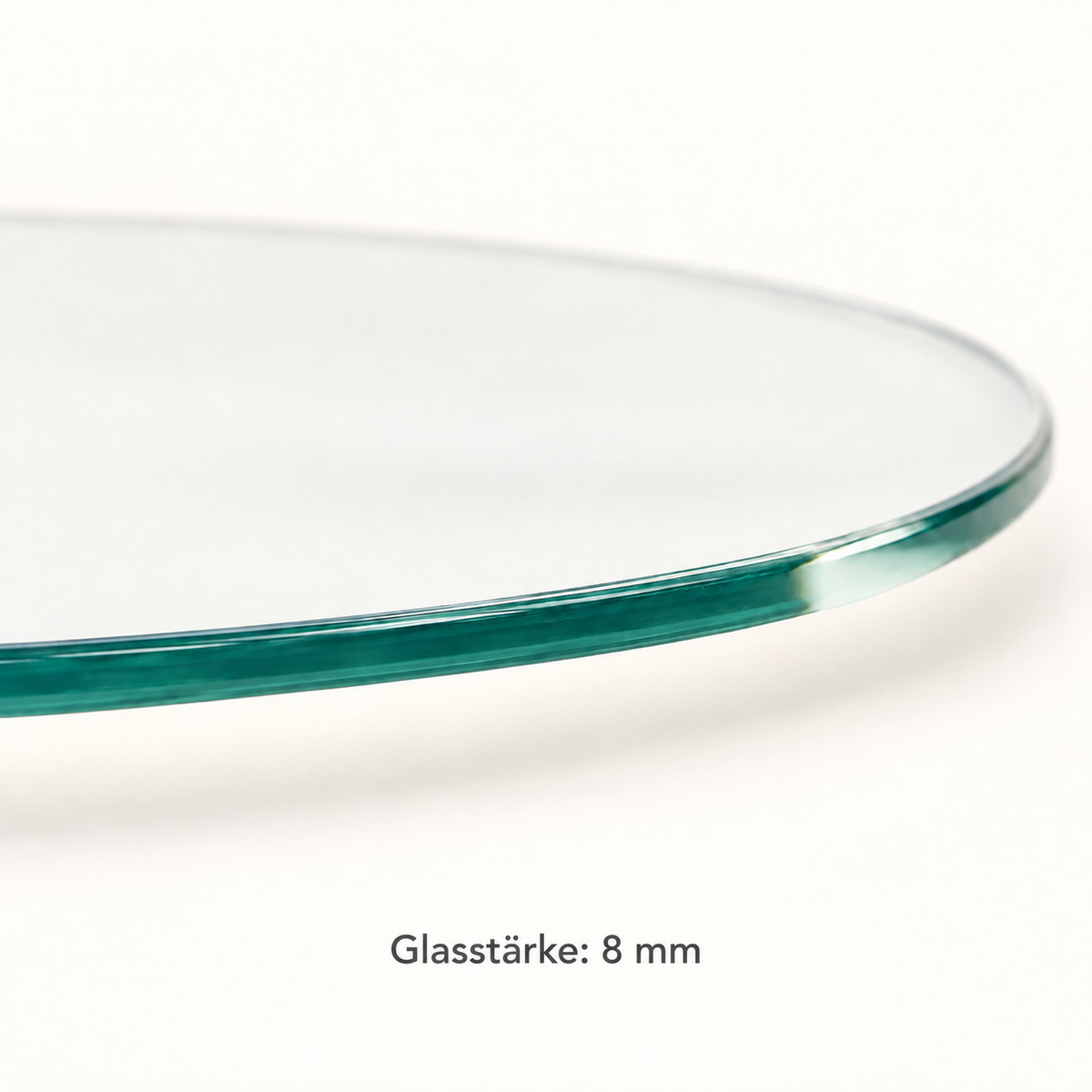 Grünliche Kante der ESG-Glasplatte mit 8 mm Glasstärke